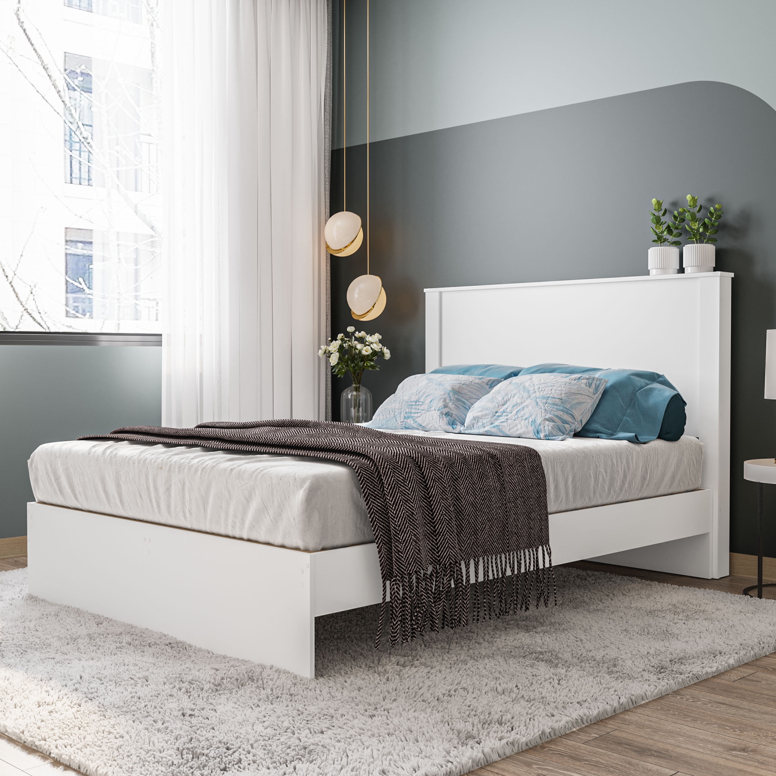 Polifurniture Juliette Full Size Wood Panel Headboard, White
