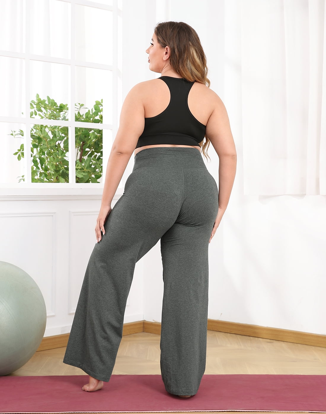 HDE Women's Plus Size Yoga Pants High Waisted Wide Leg Leggings Charcoal 2X  - Walmart.com