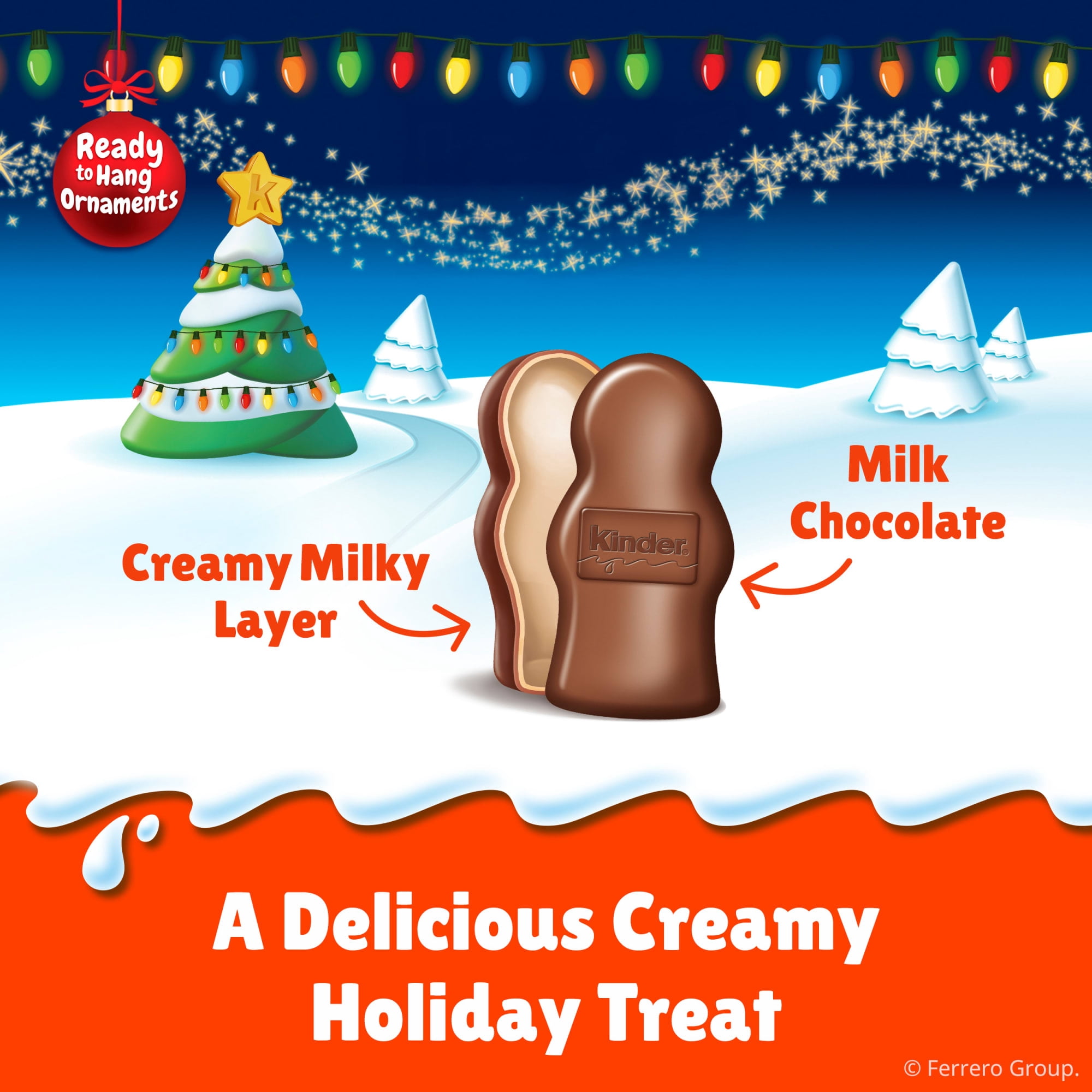 (2 pack) Kinder Chocolate, Hollow Ornament, Creamy Milk Chocolate, Christmas Chocolate Santa, Holiday Gift for All, 3 Count, 1.58 oz