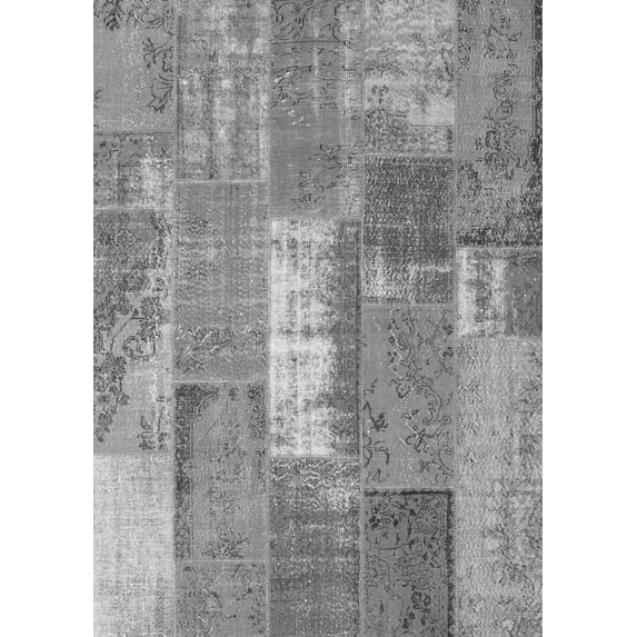 Ahgly Company Indoor Rectangle Patchwork Gray Transitional Area Rugs, 5' x 7'
