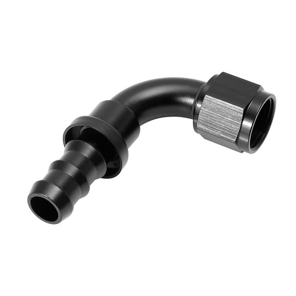 Black 6061 Aluminum AN10 90 Degree Push Lock Hose Fitting End Adapter for Fuel Oil Hose Line