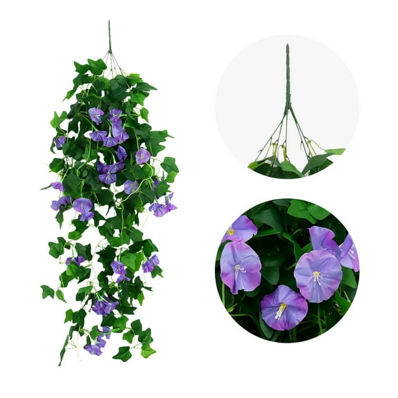 Artificial Morning Glory Hanging Flowers Blue– Faux Wisteria Vines for Outdoor & Indoor Decoration, Weddings, Patios, Gardens, 40in