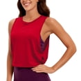 thumbnail image 7 of OIOLOYJM Cotton Cropped Workout Tank Tops for Women Sleeveless Sports Athletic Shirts Yoga Running Gym Workout T Shirts Red L, 7 of 7