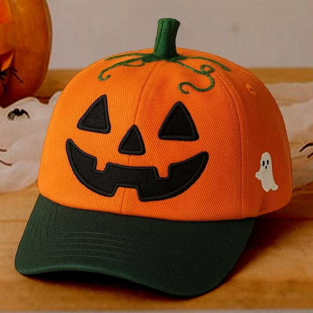 Gorra de béisbol con cara de calabaza para Halloween, ideal como regalo de fiesta para juegos de rol o disfraces.