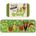 thumbnail image 2 of Yanleen Decoraciones navideñas para interiores Grinchs Navidad Cocina Baño Felpudo Tis The Season to be Grinchy Believe Alfombras decorativas Juego de 2 adornos navideños para decoración del hogar, 2 of 3
