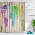 thumbnail image 2 of LB Unique Design World Map Shower Curtain Colorful Country Name on Wood Panel Creative for Bathroom,Waterproof Fabric 78x72 Inch with Hooks, 2 of 6