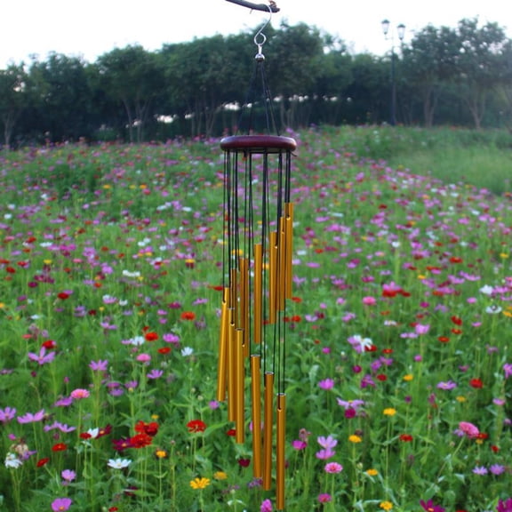 Lierteer 12 Tubes Wind Chimes Aluminum Tube Pine Metal Pipe Wind Chimes Bells Decor