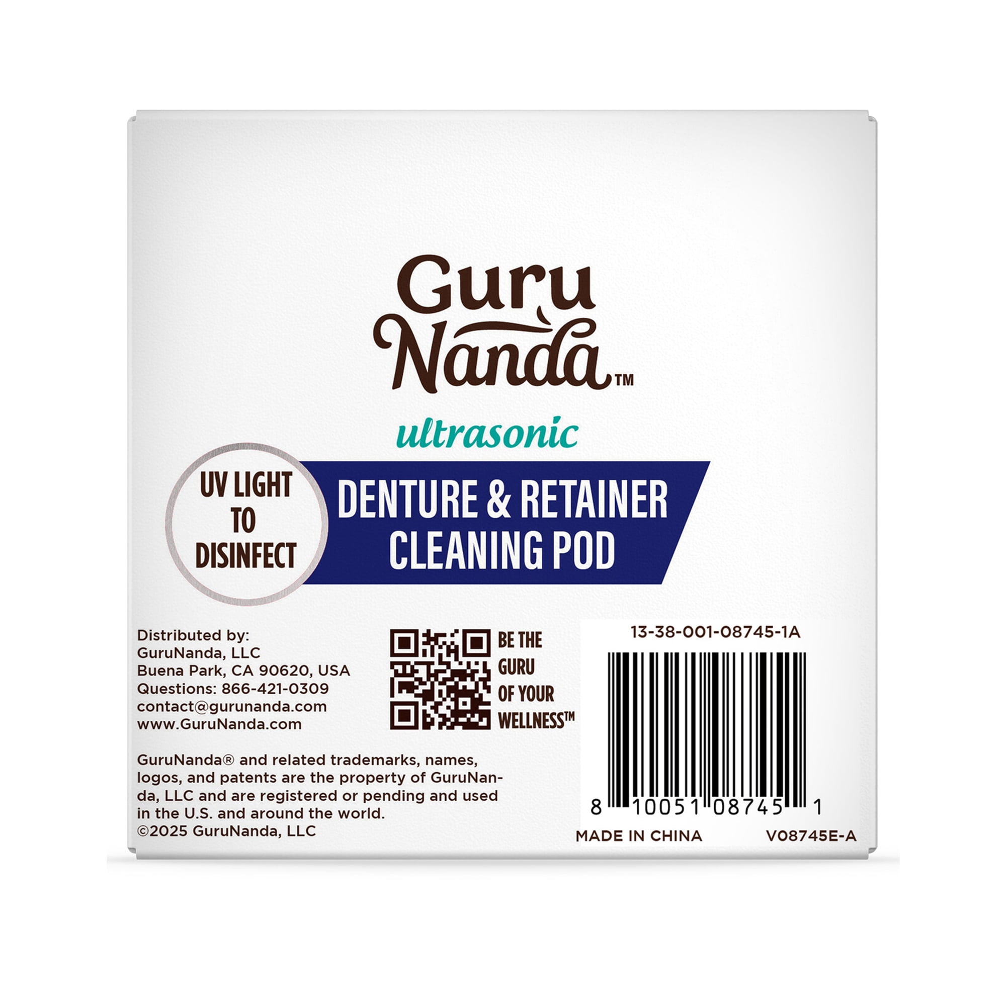 GuruNanda Retainer & Aligner Cleaning Pod for Retainers, Dentures, Mouthguards, Aligners- 3 Modes, 45kHz Ultrasonic Cleaner, 190 ml Capacity
