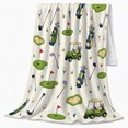 thumbnail image 2 of Artistic Pattern, Playful Golf Art Scene, Warm Flannel Blanket for Clubhouse and Game Room with Detailed Artwork, Golf Lovers Father's Day Gift, Artistic Home Decor, 2 of 9