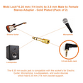thumbnail image 5 of 2pcs 6.35mm Plug to 3.5mm Socket - 1/4 to 1/8 inch Stereo Audio Jack Adapter - Converts Audio from Amplifiers, Guitar, Piano, Drums, Speakers & Mic that use 6.35mm to 3.5mm Port - by Mobi Lock, 5 of 7