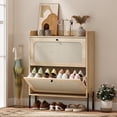 thumbnail image 2 of HOMCOM Shoe Cabinet with 2 Flip Drawers, Boho Narrow Shoe Rack, Oak, 2 of 10