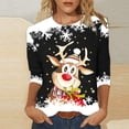 thumbnail image 1 of Blouses pour Femmes Décontractées Élégantes Imprimé de Noël Manches Trois-Quarts Col Rond Manches Longues pour Femmes en Solde, 1 of 4