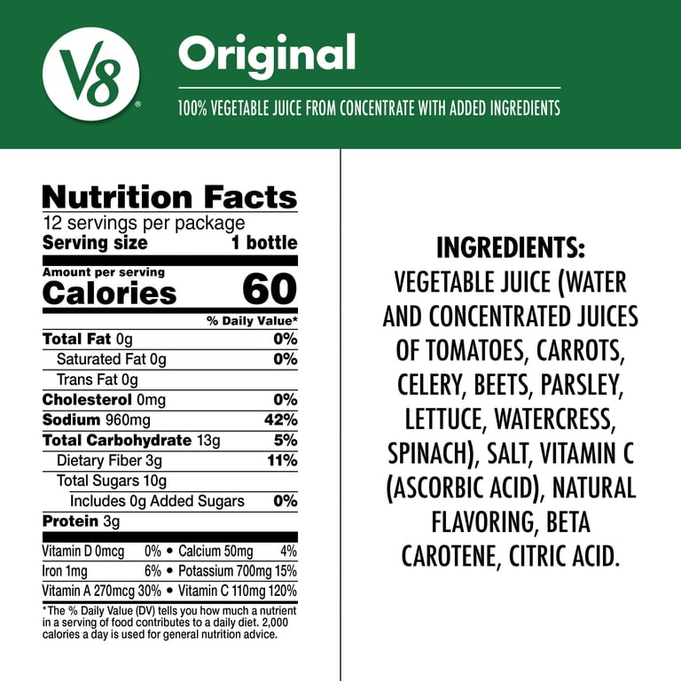 V8 Original 100% Vegetable Juice, 12 fl oz, 12 Pack Bottles photo 2