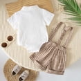 thumbnail image 4 of hoksml Unisex Baby Bodysuit and Suspender Shorts Set, Plaid Bow Tie Outfit, Infant Formal Summer Wear, 4 of 9