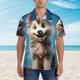 thumbnail image 2 of Balery Blue Sky Cute Wolf Camisas hawaianas de manga corta para hombre, camisas playeras de corte holgado, camisas de vacaciones con botones,Medium, 2 of 7