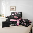 thumbnail image 2 of Feelyou Halloween Pumpkin Twin Bedding Sets 7-Piece, Black Pink Bowknot Bow Bedding Comforter Set, Gothic Princess Castle Reversible Sheet Sets, Luxury Bedroom Decor, 2 of 6
