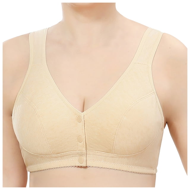 Timegard Front Closure Bras for Women No Underwire Button Full Support Breathable Comfort Daily Bras
