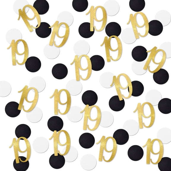 Gold Glitter 19 Confetti, 19th Birthday Number Confetti, 120Pcs Anniversary Party Table Decoration Supplies