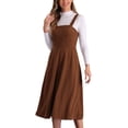 thumbnail image 4 of INSPIRE CHIC Women's Tank Ribbed Dress Square Neck Sleeveless A-Line Midi Casual Dress XS Brown, 4 of 6