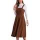 thumbnail image 4 of Vestido midi casual sin mangas de cuello cuadrado y ribete para mujer Inspire Chic, color marrón, talla XS, 4 of 6