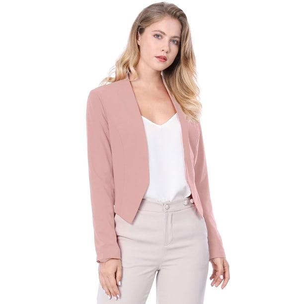 Chaqueta Corta Casual Allegra K Día de San Patricio sin cuello para Mujer Rosa XS