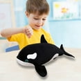thumbnail image 6 of Fasiaou 11” Glowing Giant Sharks Plush,Whale Shark Stuffed Animals, Big Ocean Sea Fish Squishy Body Pillow Soft Plushies Toys,Gifts for Kids Girls Boys, Birthday,Easter,Christmas(Killer Whales), 6 of 6