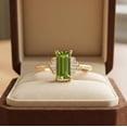 thumbnail image 2 of Baguette Cut Peridot & Diamond Ring, Baguette Cut Peridot Engagement Ring, East West Set Baguette Diamond Ring, Elegant Stackable Ring, August Birthstone Ring, Wedding Ring, 2 of 4