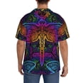 thumbnail image 5 of Vsdgher Indian Mandalas Dragonfly Print Men's Wrinkle Free Untucked Cuban Shirt Business Casual Button Down Shirts Short Sleeve Shirt, 5 of 7