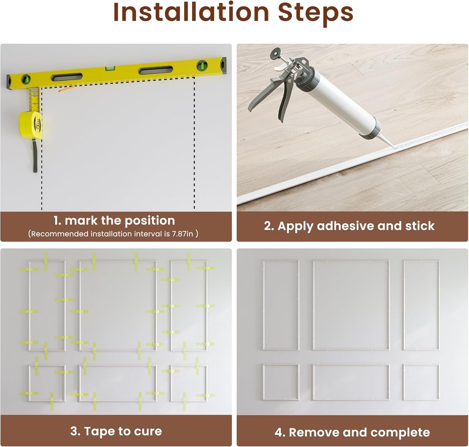 NimbleRest Pre-Cut Wall Molding Kit 6-Set Ready to Assemble Interior Wainscoting Panels Wall Decor