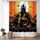 thumbnail image 1 of Cortina de ducha de Halloween para baño, color naranja, esqueleto de Halloween., 1 of 5