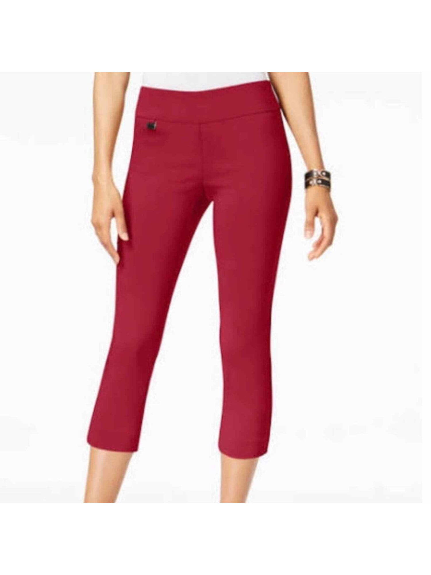 ALFANI Womens Red Tummy Control Capri 
