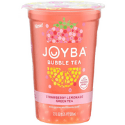 Joyba Bubble Tea Strawberry Lemonade Green Tea with Popping Boba, 6-Pack 12 fl.oz. Cups