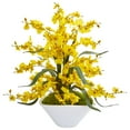 thumbnail image 2 of Nearly Natural Dancing Lady Orchid Artificial Flower Arrangement in White Vase, Green, 2 of 2