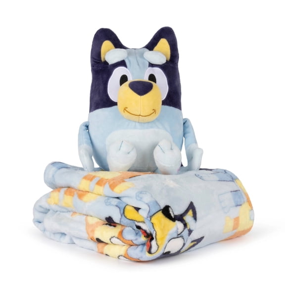Bluey Busy Puppies Silk Touch Throw Blanket 40 x 50" and Character Hugger Pillow Set