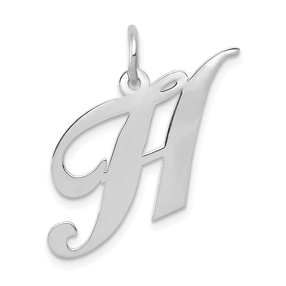 14k White Gold Medium Fancy Script Initial H Char