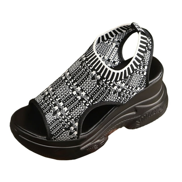 Mepaouo Women's Platform Walking Sandals Memory Foam Open Toe Mesh Wedge Summer Beach Casual Shoes