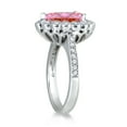 thumbnail image 2 of SZUL Women's 5 Carat Pear Shape Pink Topaz and Diamond Ring in 14K White Gold, 2 of 3