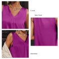 thumbnail image 3 of Camiseta sin mangas con cuello en V para mujer, color puro, acabado satinado, moda sin mangas, color liso satinado, 3 of 6