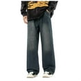 thumbnail image 3 of Baggy Jeans for Men Wide Leg Straight Denim Pants with High Street Casual Solid Color Fall Travel Long Jeans with Pocket, 3 of 9