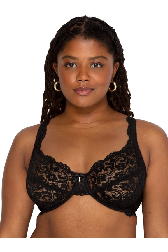 Women's Plus Size Signature Lace Unlined Underwire Bra with Added Support
