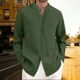 thumbnail image 2 of CONZONE Mens Cotton Linen Shirts Long Sleeve Buttons Down Shirts for Men Trendy Solid Color Lapel Soft Lightweight Summer Tops, 2 of 5