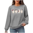 thumbnail image 2 of Neewe Christmas Women's Fall Oversized Sweatshirt Casual Waffle Knit Long Sleeve Crewneck Split Pullover Tunic Tops, 2 of 6