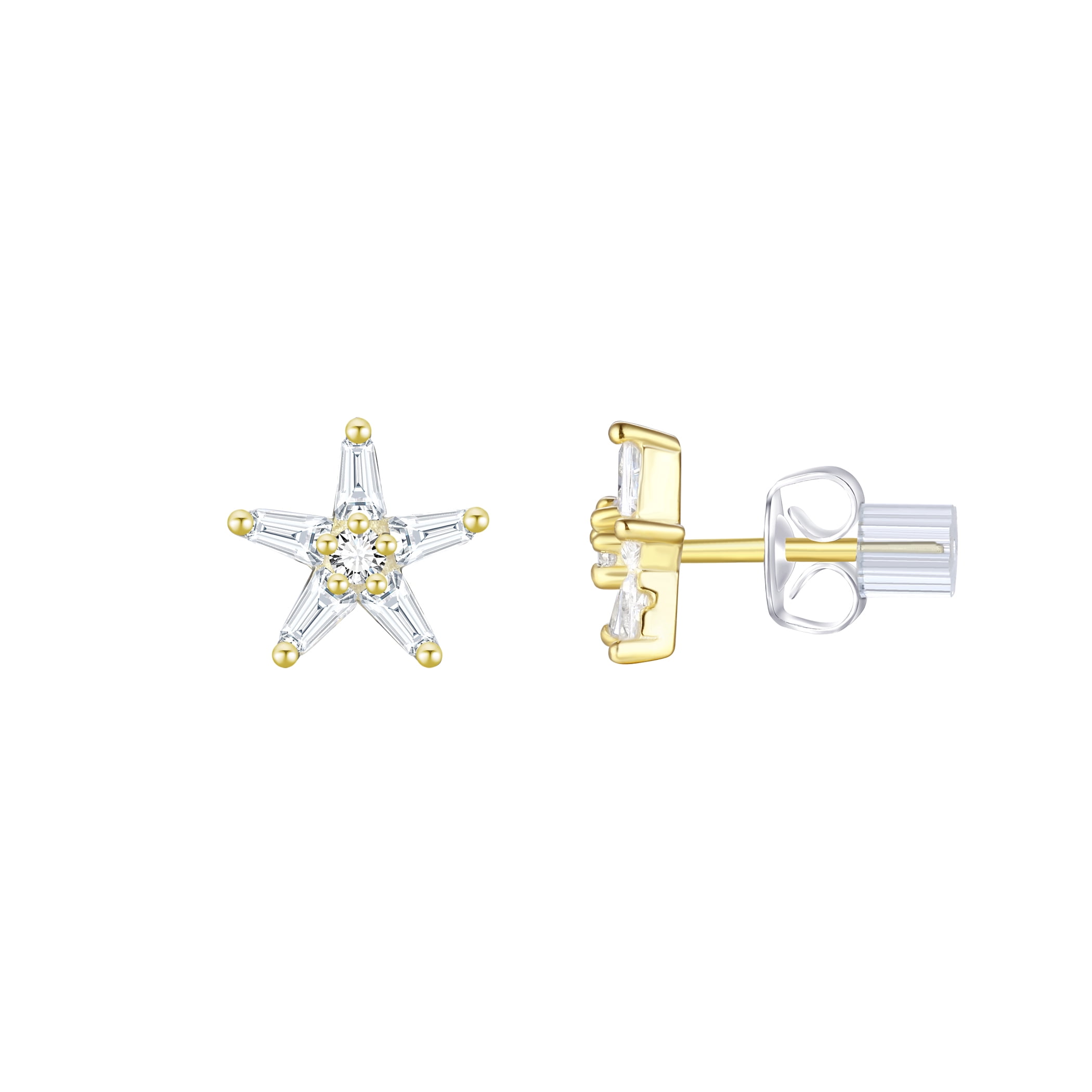 Brilliance Fine Jewelry Women's Simulated Diamond Earring Set with Pave Hoop in 14KT Gold Plated Sterling Silver