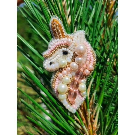 UPC: 4823069641627 | BP-244C Beadwork kit for creating brooch Crystal Art Unicorn
