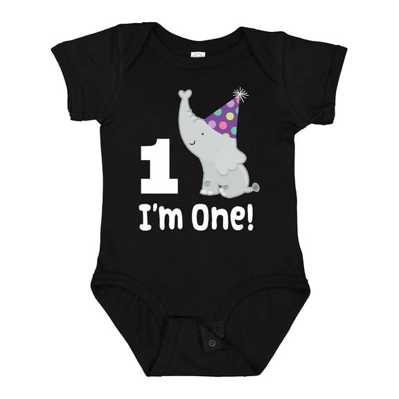 Inktastic Babys 1st Birthday Elephant Zoo Animal Boys or Girls Baby Bodysuit