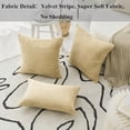 thumbnail image 2 of 22x22 Pillow Covers Set of 2 Throw Pillows Covers Striped Velvet Sofa Pillows Decorative for Bed Living Room, 55cm, 22 x 22 Inche, Taupe, 2 of 7