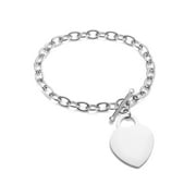 COASTAL JEWELRY Stainless Steel Polished Large Heart Charm Bracelet