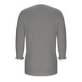 thumbnail image 4 of EchfiProm Dark Gray Tops for Women Trendy 3/4 Sleeve T-Shirts Crew Neck Pullover Puff Sleeve Ladies Solid, 4 of 7