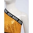 thumbnail image 6 of YiZYiF Kids Girls Shiny Sequins One Shoulder Crop Top Jazz Hip Hop Dance Tank Tops Athletic Vest Gold 12, 6 of 7