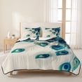 thumbnail image 3 of Queen Quilt Set 90''x96'', Peacock Feather Lightweight Bedspread Coverlet Set with 2 Pillow Shams, Teal Ethnic Rustic Farmhouse Elegant Breathable All Season Quilt Bedding for Bedroom/Guest Room, 3 of 9